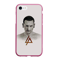 Чехол iPhone 7/8 матовый Chester Bennington, цвет: 3D-малиновый