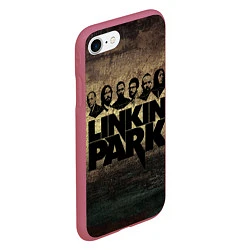 Чехол iPhone 7/8 матовый Linkin Park Band, цвет: 3D-малиновый — фото 2