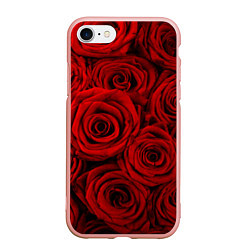 Чехол iPhone 7/8 матовый Красные розы, цвет: 3D-светло-розовый