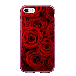 Чехол iPhone 7/8 матовый Красные розы, цвет: 3D-малиновый
