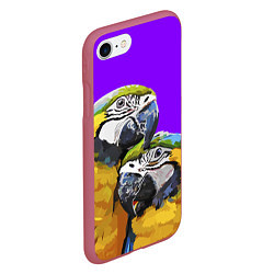 Чехол iPhone 7/8 матовый Попугайчики, цвет: 3D-малиновый — фото 2