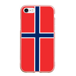 Чехол iPhone 7/8 матовый Флаг Норвегии, цвет: 3D-светло-розовый