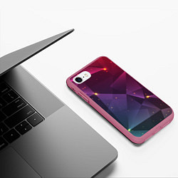 Чехол iPhone 7/8 матовый Colorful triangles, цвет: 3D-малиновый — фото 2