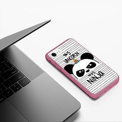 Чехол iPhone 7/8 матовый 5% Unicorn – 95% Ninja, цвет: 3D-малиновый — фото 2