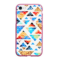 Чехол iPhone 7/8 матовый Космические треугольники, цвет: 3D-малиновый