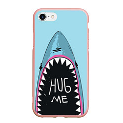 Чехол iPhone 7/8 матовый Shark: Hug me, цвет: 3D-светло-розовый