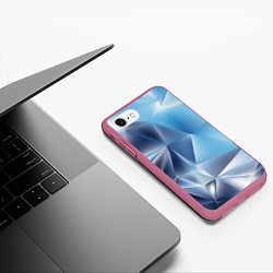 Чехол iPhone 7/8 матовый Blue abstract, цвет: 3D-малиновый — фото 2