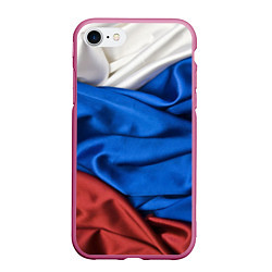 Чехол iPhone 7/8 матовый Российский Триколор, цвет: 3D-малиновый