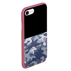 Чехол iPhone 7/8 матовый Камуфляж: черный/голубой, цвет: 3D-малиновый — фото 2