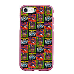 Чехол iPhone 7/8 матовый Ramones, цвет: 3D-малиновый