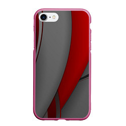 Чехол iPhone 7/8 матовый Red-gray abstraction, цвет: 3D-малиновый