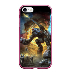 Чехол iPhone 7/8 матовый BattleTech, цвет: 3D-малиновый