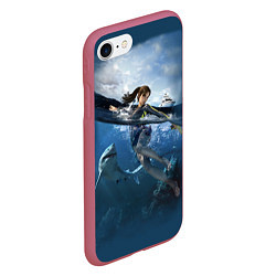 Чехол iPhone 7/8 матовый TOMB RAIDER, цвет: 3D-малиновый — фото 2