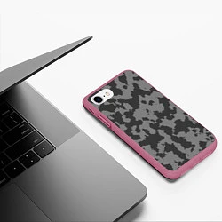 Чехол iPhone 7/8 матовый Ночной Камуфляж, цвет: 3D-малиновый — фото 2