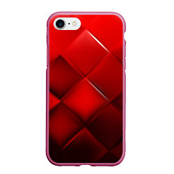 Чехол iPhone 7/8 матовый Red squares, цвет: 3D-малиновый