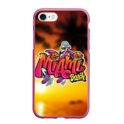 Чехол iPhone 7/8 матовый Miami Beach, цвет: 3D-малиновый