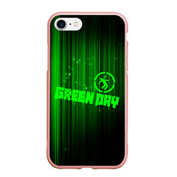 Чехол iPhone 7/8 матовый Green Day лучи, цвет: 3D-светло-розовый