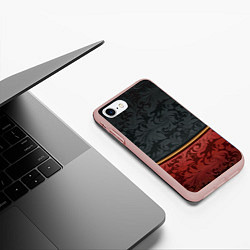 Чехол iPhone 7/8 матовый Узоры Black and Red, цвет: 3D-светло-розовый — фото 2