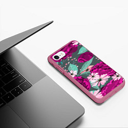 Чехол iPhone 7/8 матовый Осенний цветок, цвет: 3D-малиновый — фото 2