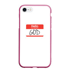 Чехол iPhone 7/8 матовый Hello: my name is God, цвет: 3D-малиновый