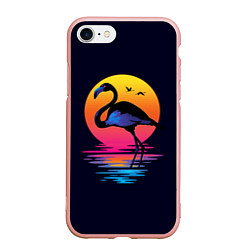 Чехол iPhone 7/8 матовый Фламинго – дитя заката, цвет: 3D-светло-розовый