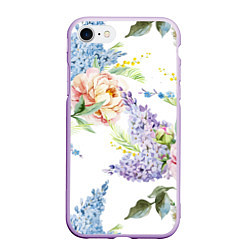 Чехол iPhone 7/8 матовый Сирень и Пионы, цвет: 3D-сиреневый
