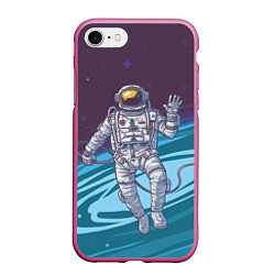 Чехол iPhone 7/8 матовый Привет из космоса, цвет: 3D-малиновый
