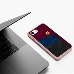 Чехол iPhone 7/8 матовый FC Barcelona: Dark polygons, цвет: 3D-светло-розовый — фото 2