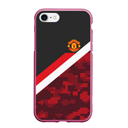 Чехол iPhone 7/8 матовый Man UTD FC: Sport Camo, цвет: 3D-малиновый
