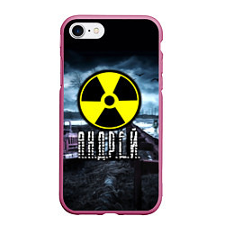 Чехол iPhone 7/8 матовый S.T.A.L.K.E.R: Андрей, цвет: 3D-малиновый