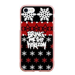 Чехол iPhone 7/8 матовый Праздничный Bring Me the Horizon, цвет: 3D-светло-розовый