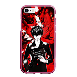 Чехол iPhone 7/8 матовый Persona 5, цвет: 3D-малиновый