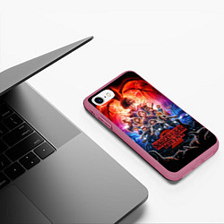 Чехол iPhone 7/8 матовый Stranger Things 2, цвет: 3D-малиновый — фото 2