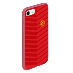Чехол iPhone 7/8 матовый FC Manchester United: Reverse, цвет: 3D-малиновый — фото 2