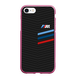 Чехол iPhone 7/8 матовый BMW: M Tricolor Sport, цвет: 3D-малиновый