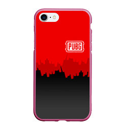 Чехол iPhone 7/8 матовый PUBG: City Blood, цвет: 3D-малиновый