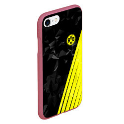 Чехол iPhone 7/8 матовый FC Borussia Dortmund: Abstract, цвет: 3D-малиновый — фото 2
