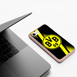Чехол iPhone 7/8 матовый FC Borussia Dortmund: Storm, цвет: 3D-светло-розовый — фото 2