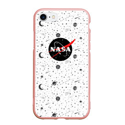 Чехол iPhone 7/8 матовый NASA: Moonlight, цвет: 3D-светло-розовый