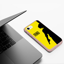 Чехол iPhone 7/8 матовый PUBG: Yellow Shadow, цвет: 3D-светло-розовый — фото 2