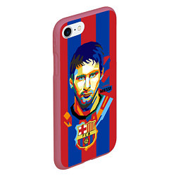 Чехол iPhone 7/8 матовый Lionel Messi, цвет: 3D-малиновый — фото 2
