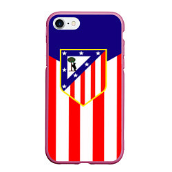 Чехол iPhone 7/8 матовый FC Atletico Madrid, цвет: 3D-малиновый