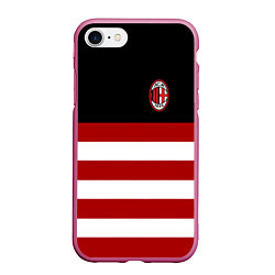 Чехол iPhone 7/8 матовый АC Milan: R&W, цвет: 3D-малиновый