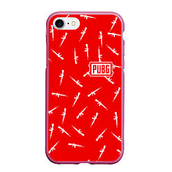 Чехол iPhone 7/8 матовый PUBG: Red Weapon, цвет: 3D-малиновый