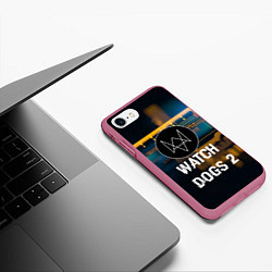 Чехол iPhone 7/8 матовый Watch Dogs 2: Tech Scheme, цвет: 3D-малиновый — фото 2