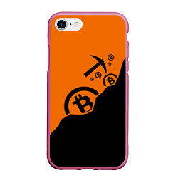 Чехол iPhone 7/8 матовый Bitcoin Mining, цвет: 3D-малиновый