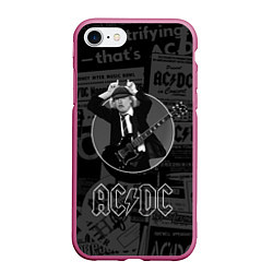 Чехол iPhone 7/8 матовый AC/DC: Black Devil, цвет: 3D-малиновый