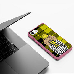 Чехол iPhone 7/8 матовый Такса-хипстер, цвет: 3D-малиновый — фото 2