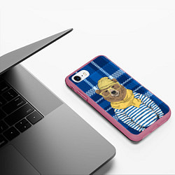 Чехол iPhone 7/8 матовый Медведь-хипстер, цвет: 3D-малиновый — фото 2