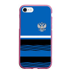 Чехол iPhone 7/8 матовый Герб РФ: Голубой стиль